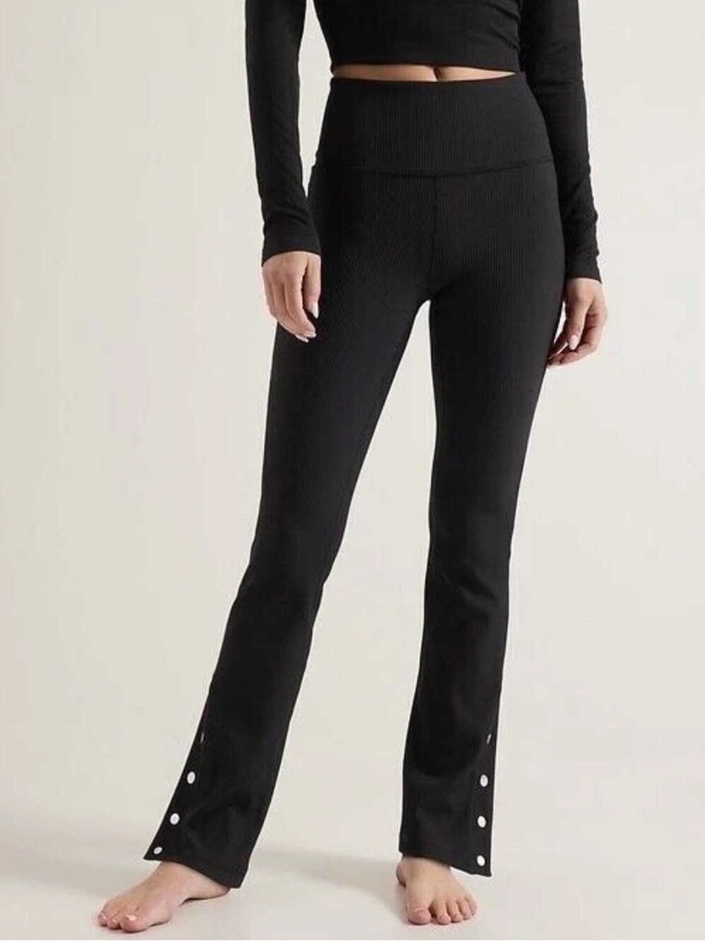 Athleta Elation Rib Snap Pants Black Leggings